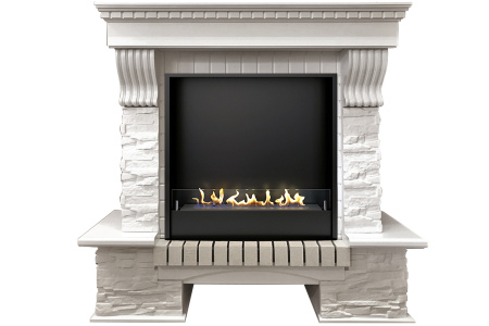 Биокамин в портале Firezo Pierre luxe Белый, Сланец белый